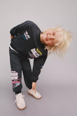 ZARA БРЮКИ-ДЖОГГЕРЫ С ПРИНТОМ HOT WHEELS ™ MATTEL, АНТРАЦИТОВО-СЕРЫЙ