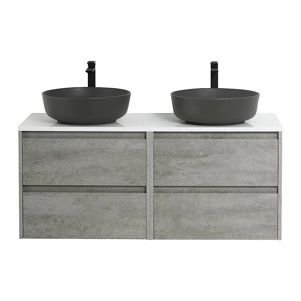 Тумба с раковинами и столешницей BelBagno KRAFT 140 Cemento Grigio
