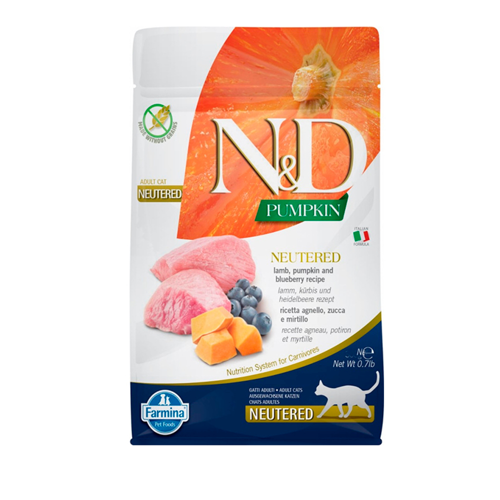 Сухой корм Farmina N&D PUMPKIN LINE 1,5 кг ягненок,черника, тыква для кастрированных кошек