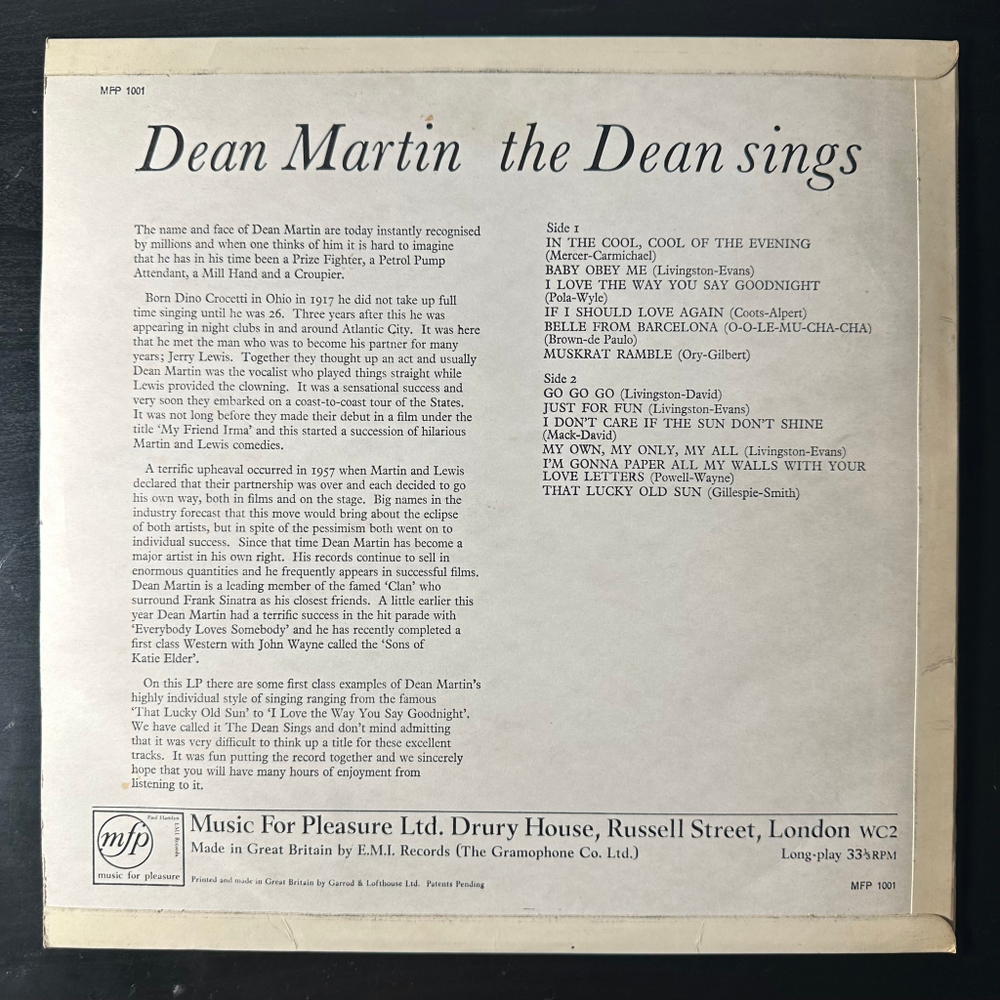 Dean Martin ‎– The Dean Sings (Англия)