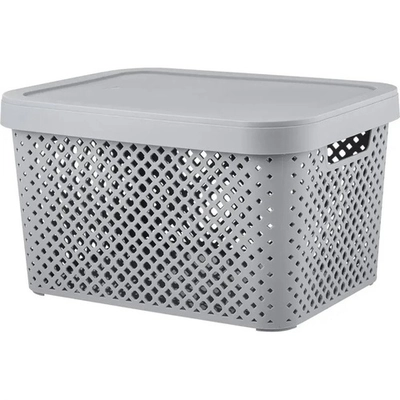 Корзина для хранения с крышкой Plast Team Stockholm, 15 л серый шторм