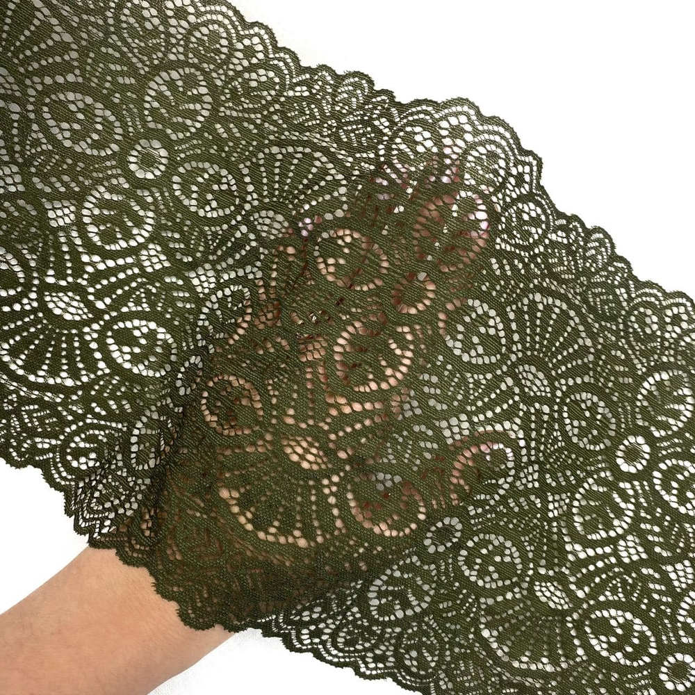 Кружево эластичное хаки 18 см