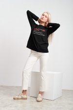 Лонгслив женский черный "Дом там где..."