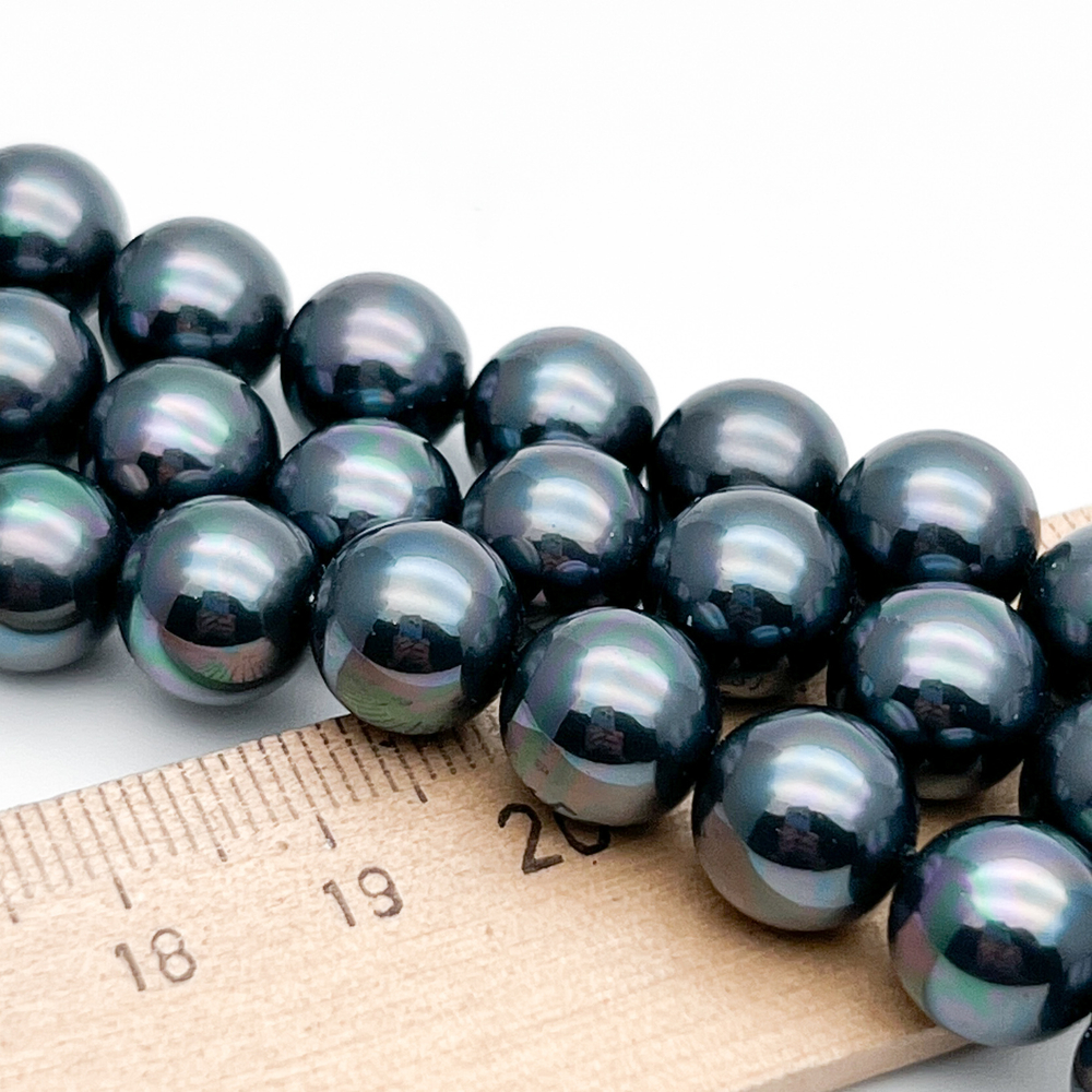 "Майорка" шар, цвет черный АВ, диаметр 10 мм, цена за отрезок 18-19 шт (1/2 нити)