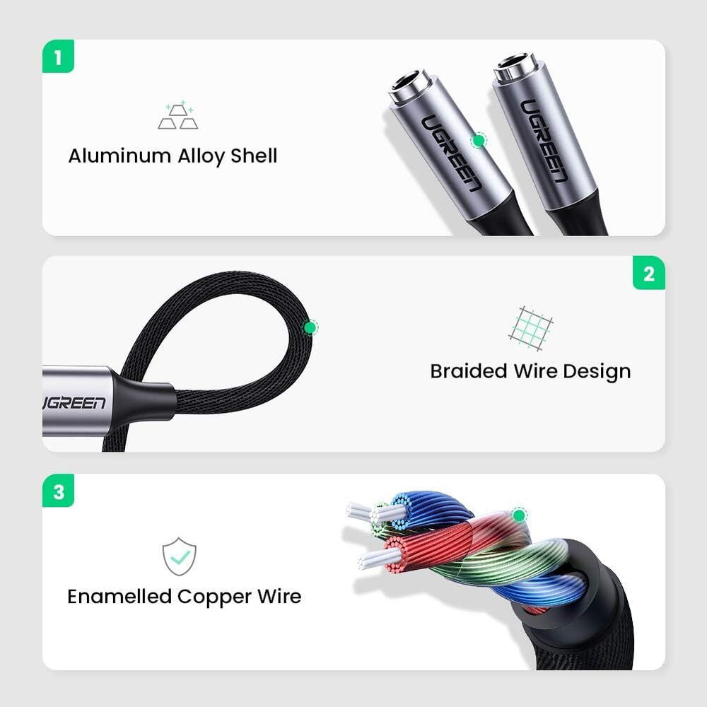 Кабель USB-C - 2*Audio 3.5mm (сплиттер для наушников) UGREEN 30732