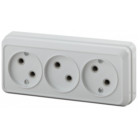 Розетка Intro Quadro 2-205-01 без заземления тройная 3х2P 16А-250В IP20 ОУ белый
