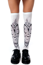 Белые гольфы с принтом в виде девушки с бабочкой (Цвет: белый)