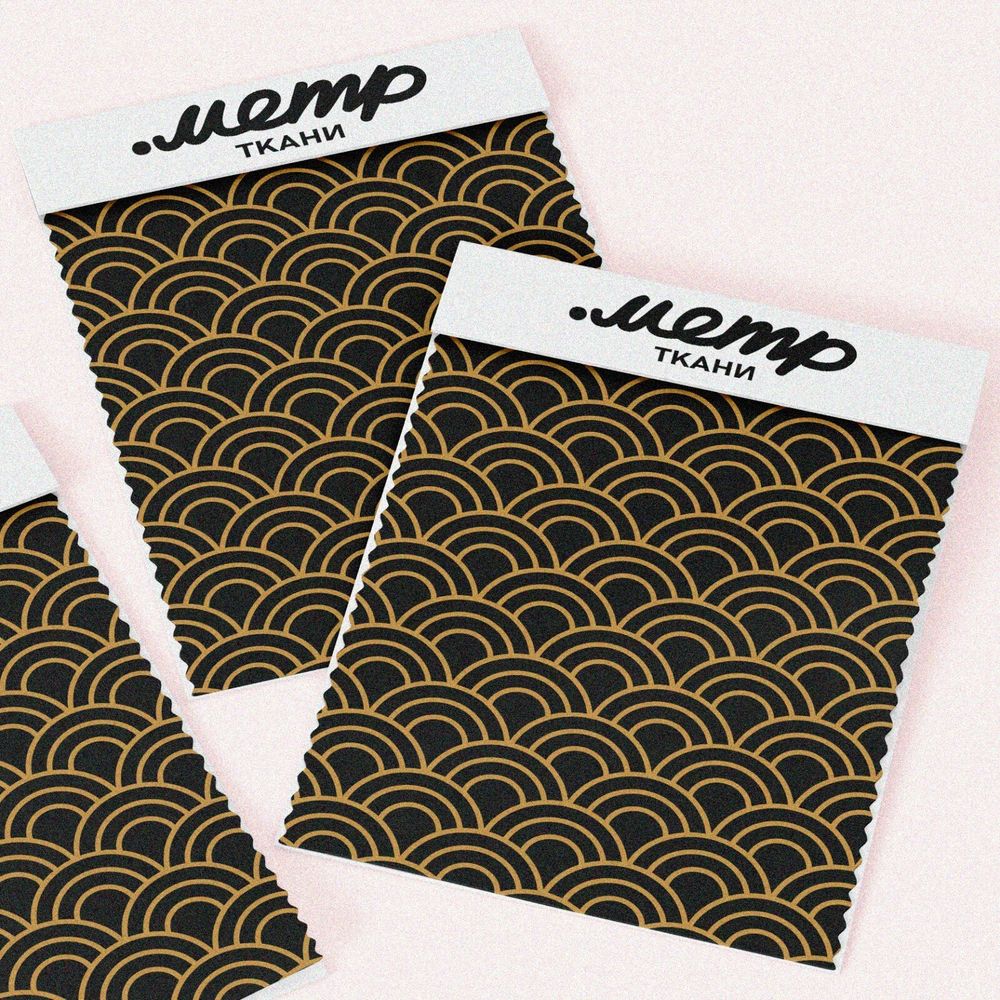 Ткань оксфорд 600 золотые волны на чёрном