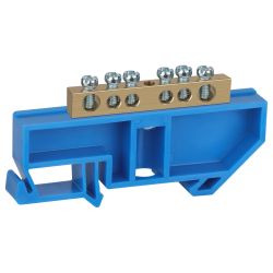 Шина ЭРА NO-222-44 N ноль на DIN-изоляторе ШНИ-6х9-6-Д-синий