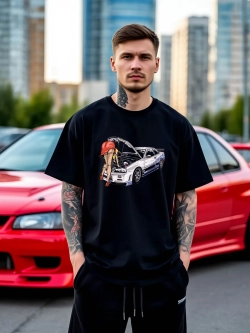 Футболка мужская y2k с принтом машиной