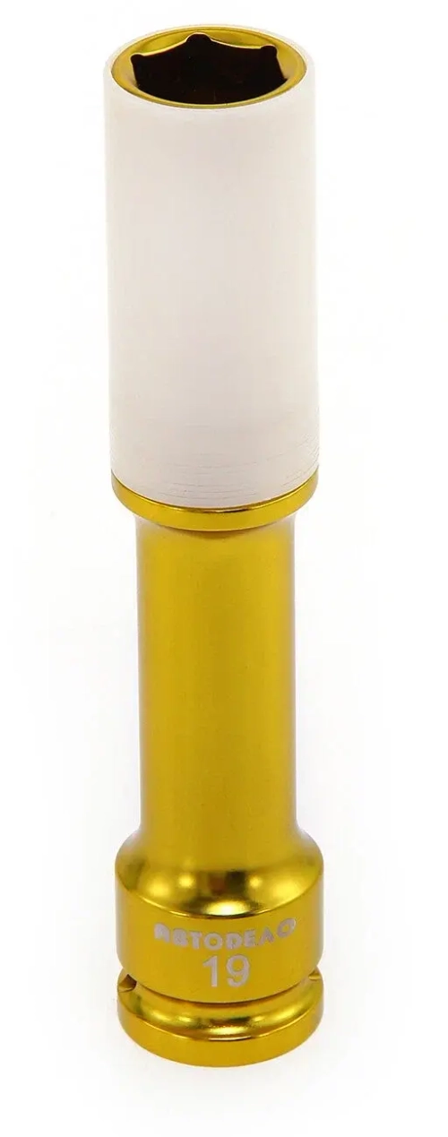 Головка колесная ударная глубокая 1/2" 19 мм L=150 мм 6 гр. с пластмассовой защитой
