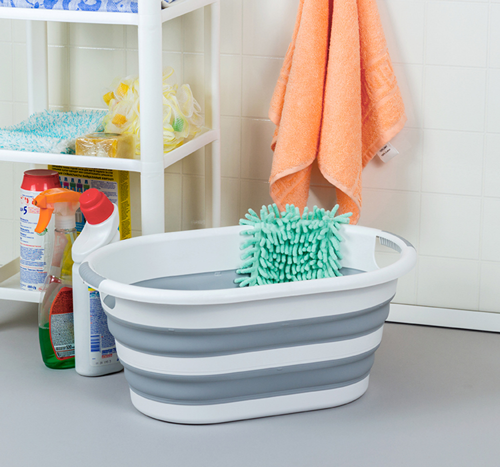 Таз ФЛЕКС 17,5 л овальный складной с ручками, материал- полипропилен, ТЭП М2503