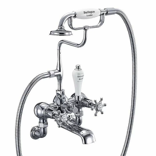 Смеситель для ванны Burlington BI17-QT хром/ручки белые