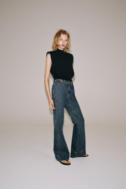 ZARA ТРИКОТАЖНЫЙ ТОП С ОТКРЫТОЙ СПИНОЙ, ЧЕРНЫЙ