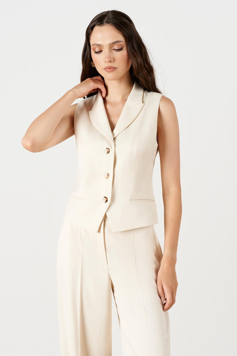 1928 Жилет женский (кремовый полоска)