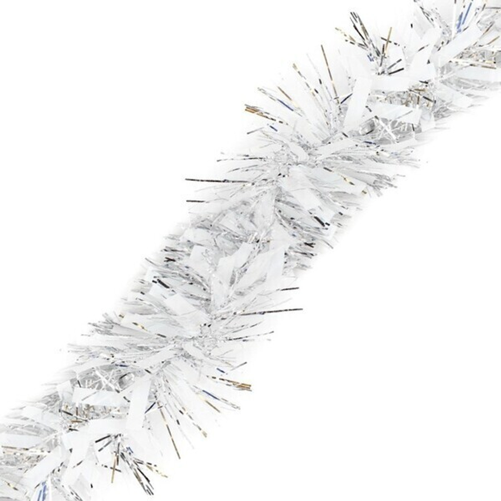 Мишура 2м 9см «Снежный блеск» белый, серебро