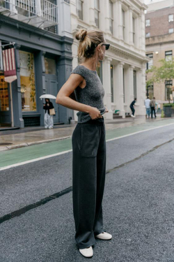 ZARA КОМБИНИРОВАННЫЕ БРЮКИ С ЭФФЕКТОМ ПОТЕРТОСТИ, УГОЛЬНЫЙ