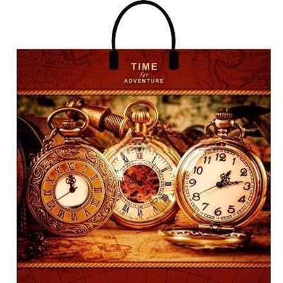 Пакет с пластиковой ручкой ПВД 38х35 (90 мкм) "Время приключений" лам. (10/100 шт.) Интерпак