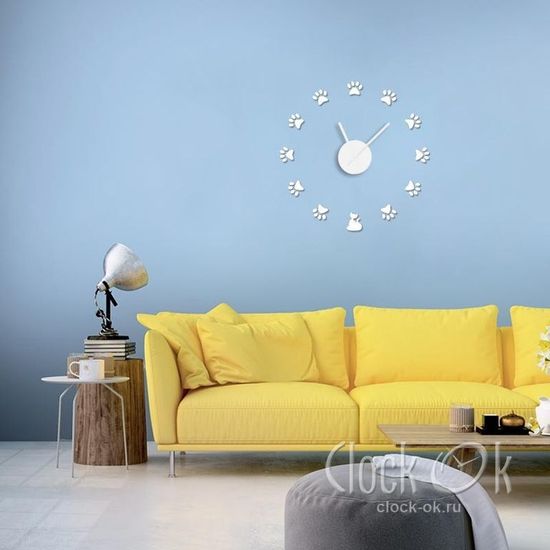 Настенные 3D часы Кошачьи лапки