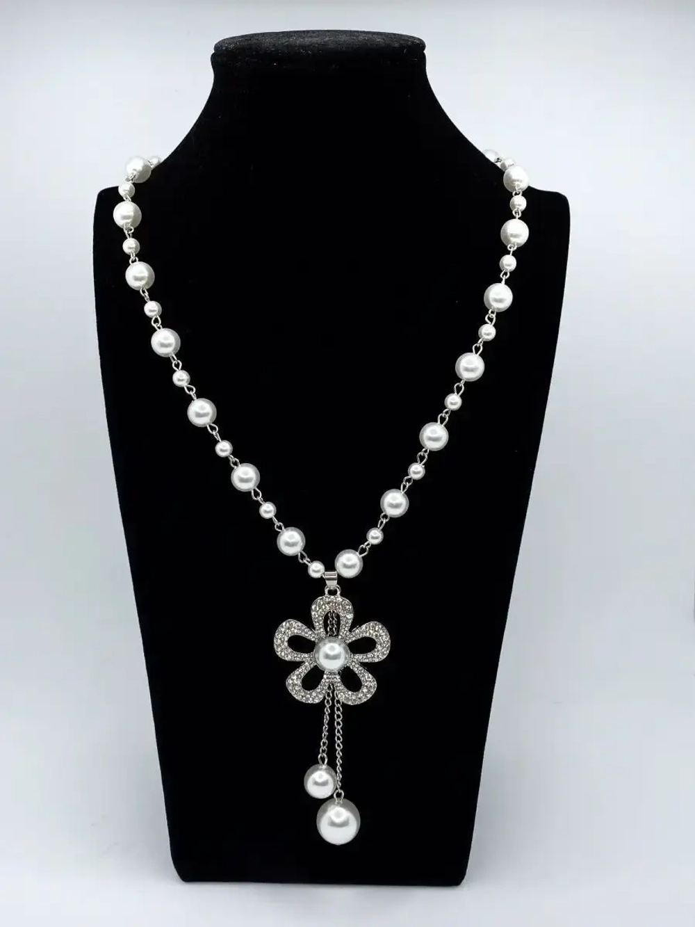 Длинное ожерелье с искусственным жемчугом бусы с подвеской