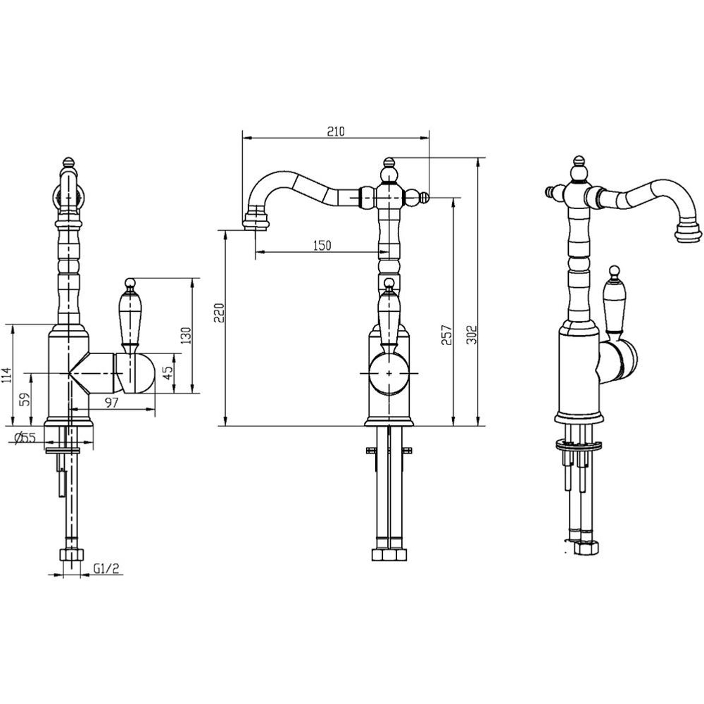 Смеситель для раковины Boheme Crystal 282-CRST