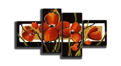 Модульная картина"Темно-оранжевые цветы"