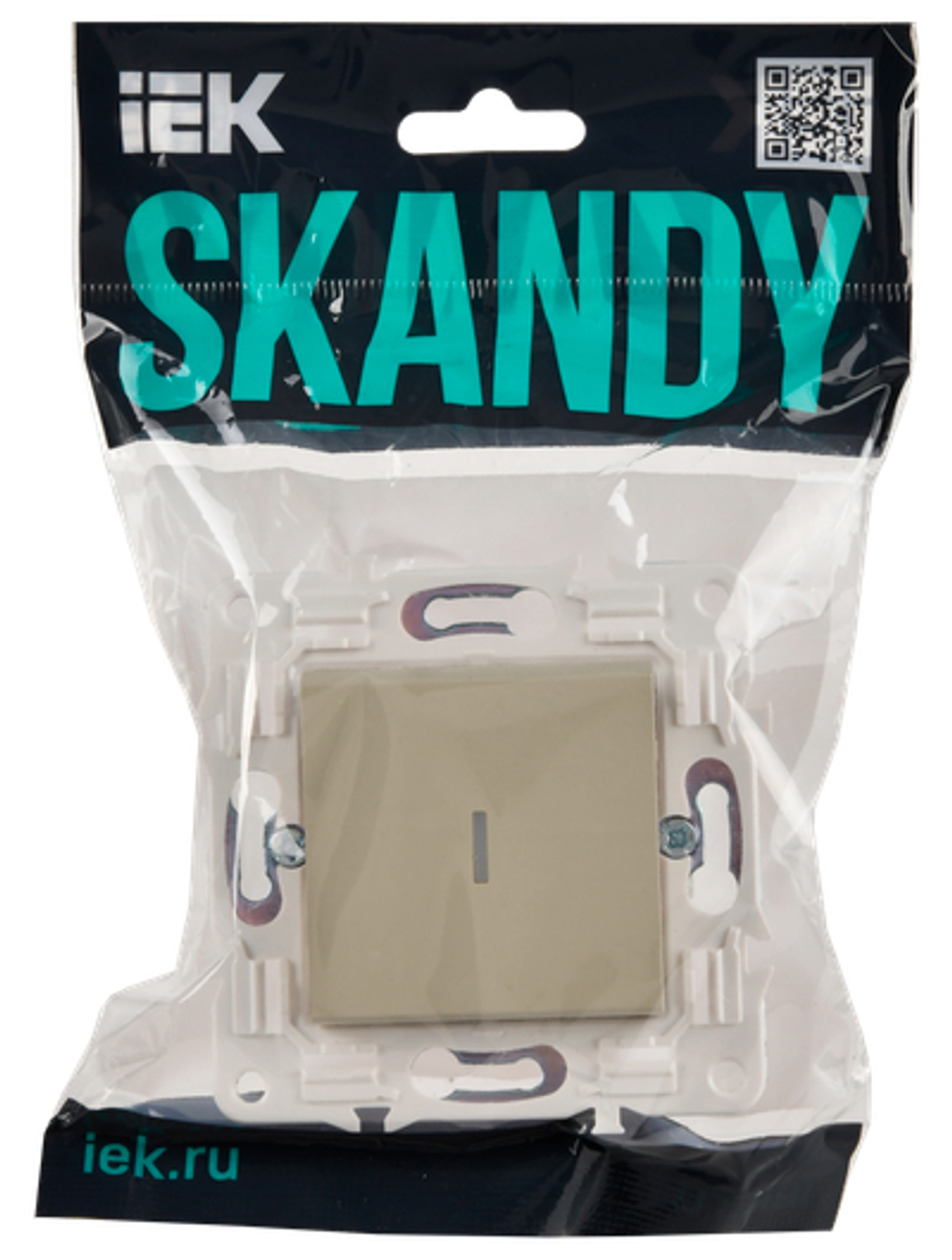 SKANDY Выключатель 1-клавишный проходной с индикацией 10А SK-V08B бежевый IEK