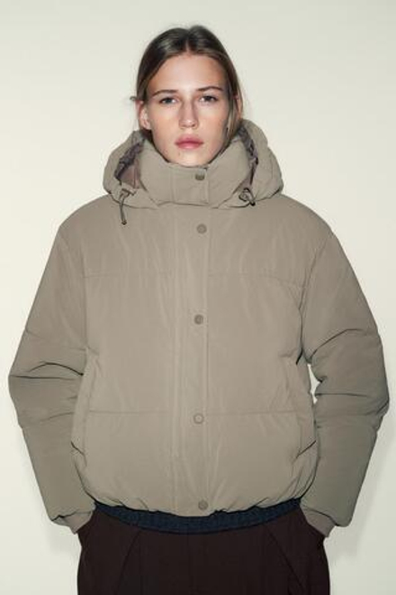 ZARA КОРОТКИЙ АНОРАК С КАПЮШОНОМ WATER REPELLENT WINDPROOF, РЫЖЕВАТО-КОРИЧНЕВЫЙ