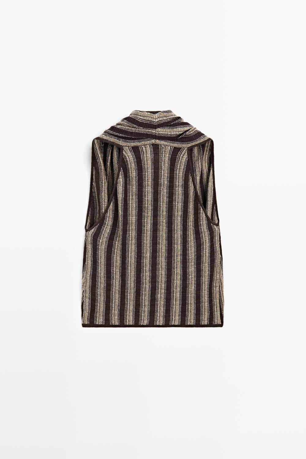 Massimo Dutti Топ внахлест в полоску, коричневый