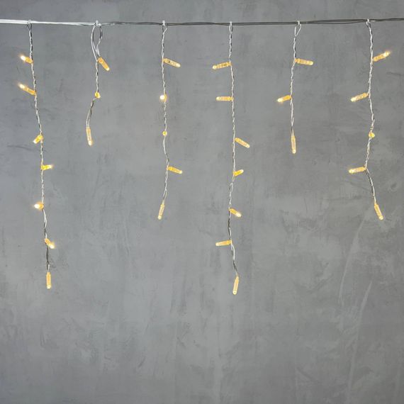 Светодиодная бахрома с колпачком 3,1*0,5 м., 120 теплых белых LED ламп, прозрачный провод ПВХ, IP65, LTC (PIL120CAP-10-2WW)