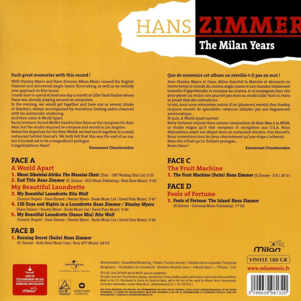 Hans Zimmer / The Milan Years (2LP)