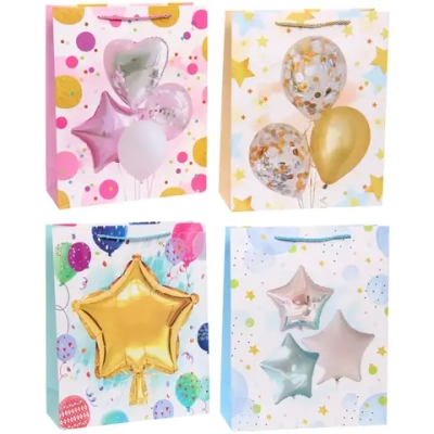 Пакет подарочный «Воздушные шары» 26*32*10 см, микс