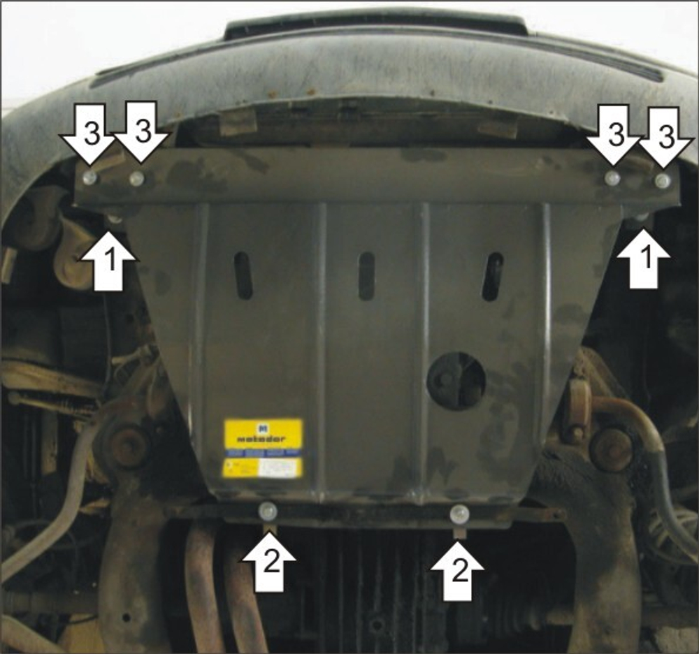 Усиленная защита Motodor картера двигателя. 2 мм, сталь. для Audi 100 1990-1994,Audi A6 1994-1997 арт.00110