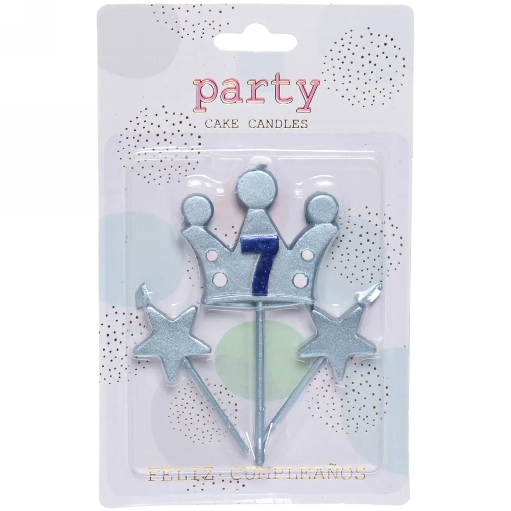 Свечи для торта Цифра Король желаний «7», голубой