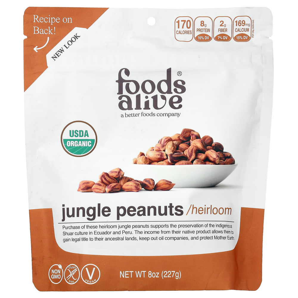 Foods Alive, арахис Jungle, 227 г (8 унций)