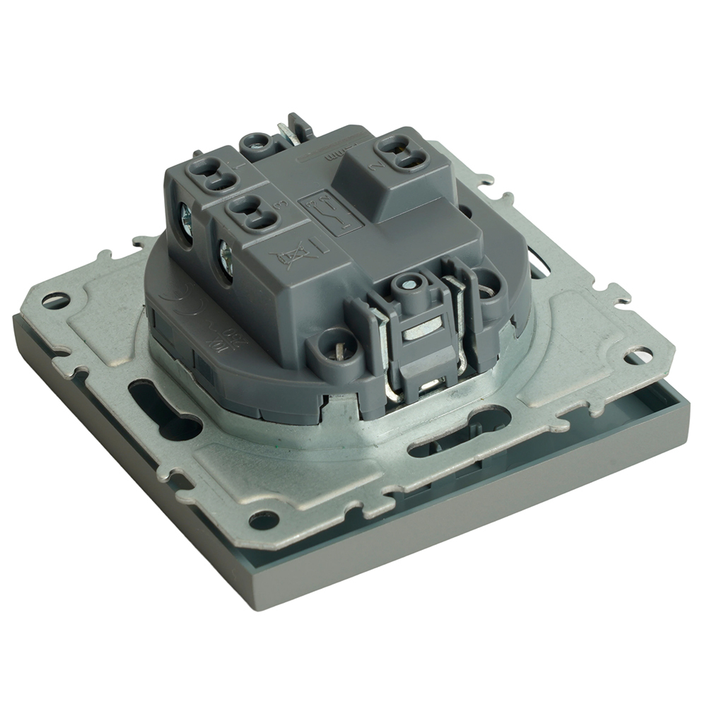 Выключатель 1-клавишный (механизм), STEKKER, 250В, 10А, серия Эмили, RSW10-5103-10, платиново-серый, soft touch 49943