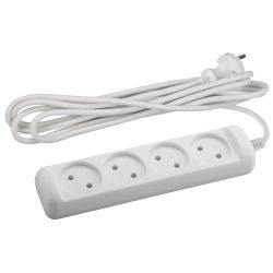 Удлинитель электрический ЭРА U-4-5m-2x1 без заземления 4 розетки 5м ПВС 2x1мм2 10А | Бытовые удлинители