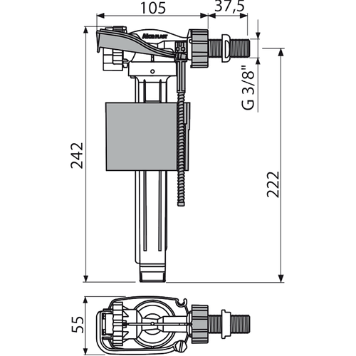 Впускной механизм с боковой подводкой и металлической резьбой (A160-3/8")