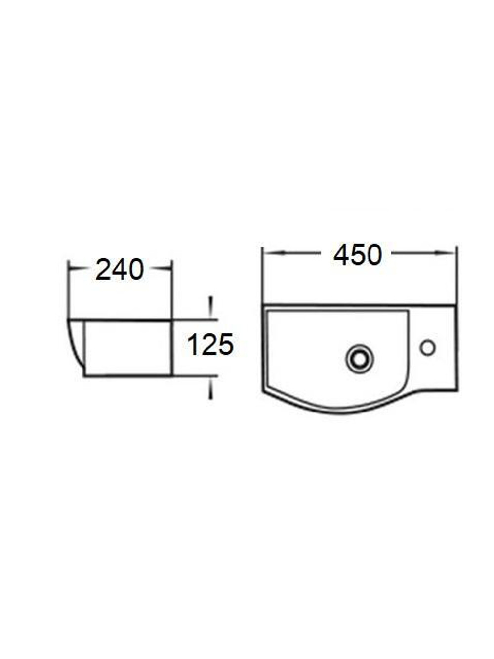 Раковина подвесная (глянцевая белая) WeltWasser WW AISBACH 7945 GL-WT R 450х240х125