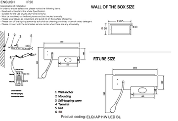 Бра LED 3W+8W 3000K ELQI AP11W LED WH белый Crystal Lux