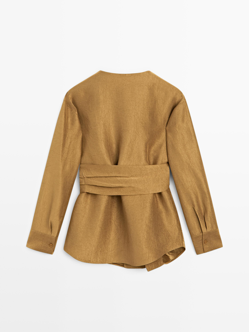 Massimo Dutti Рубашка свободного кроя с поясом, оливковый