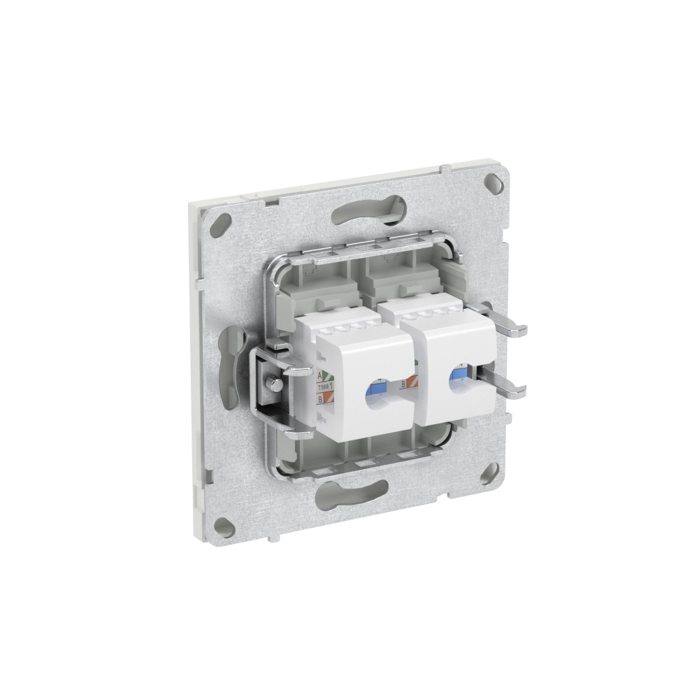 Компьютерная розетка RJ-45 без шторки, кат.6А двойная, KANT, белый песок