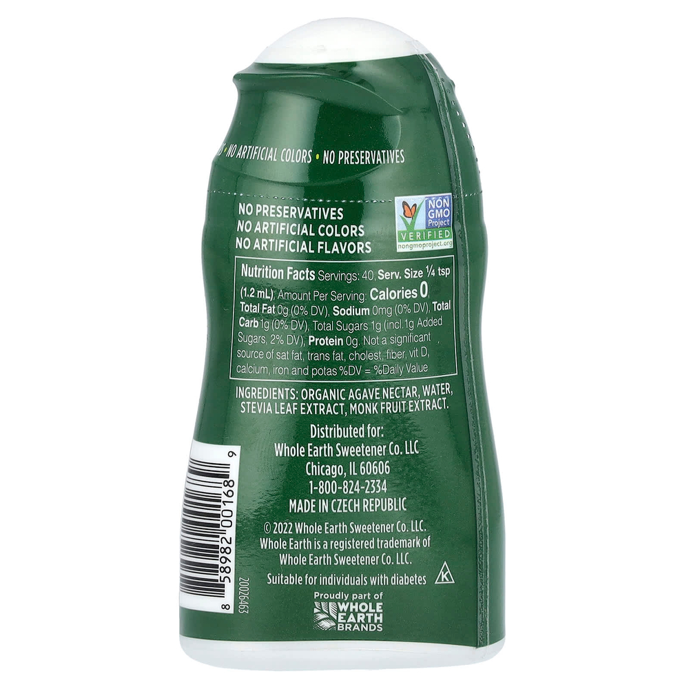 Whole Earth, Листья стевии и монах с нектаром агавы, оригинальный, 48 мл (1,62 жидк. унц.)