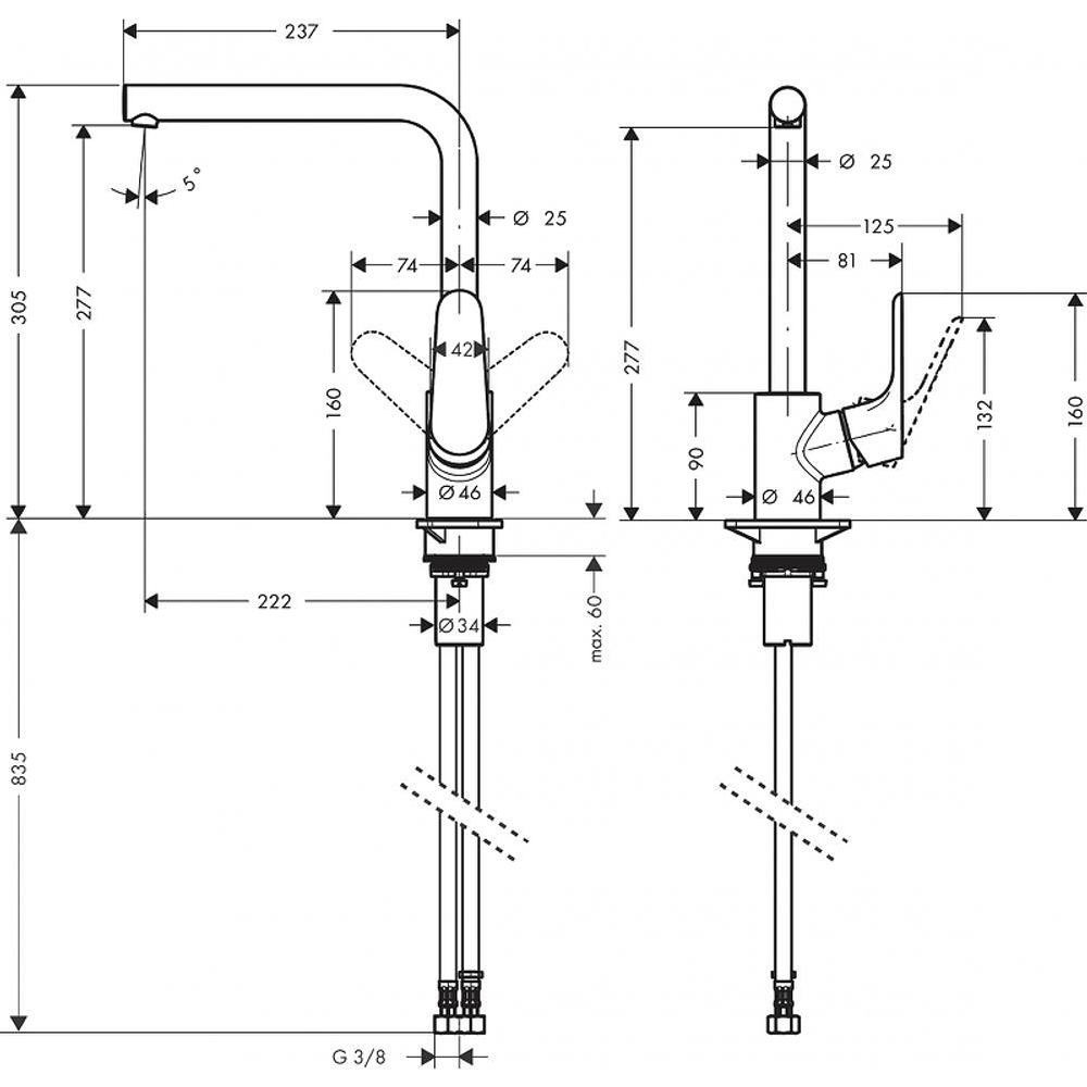 Смеситель для кухни Hansgrohe Focus 31817670 черный матовый