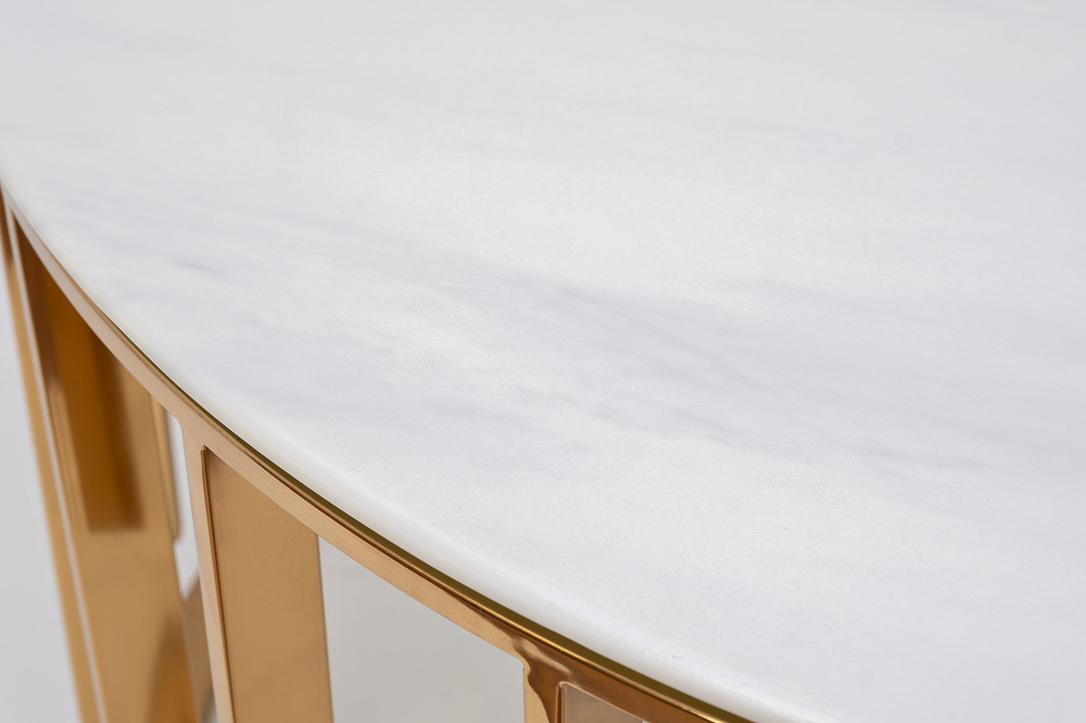 Стол журнальный Garda Decor Garda Decor мрам.стекло, золото d90*43 см