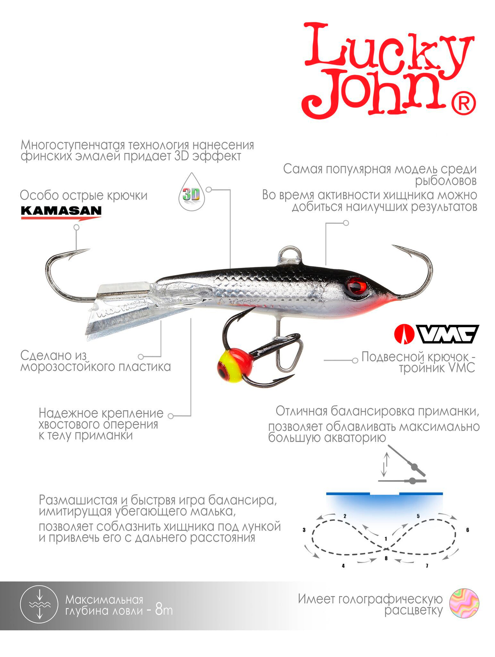 Балансир LUCKY JOHN Classic №5 (+тройник), цвет 13Н, арт. 81501-13H