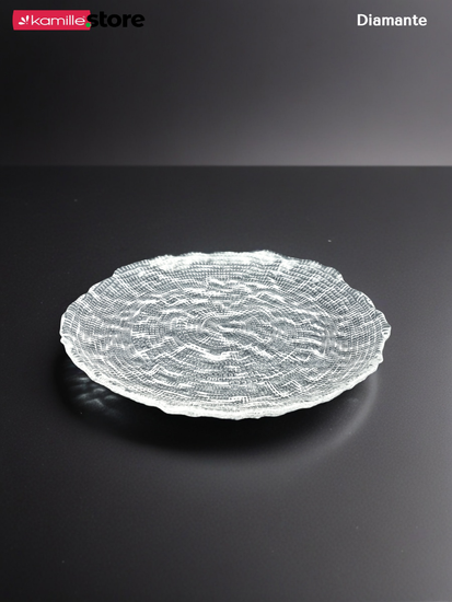 Блюдо фигурное круглое 21 см. из стекла Diamante
