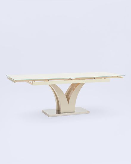 Стол обеденный Roma раскладной 160-220*90 глянцевый бежевый