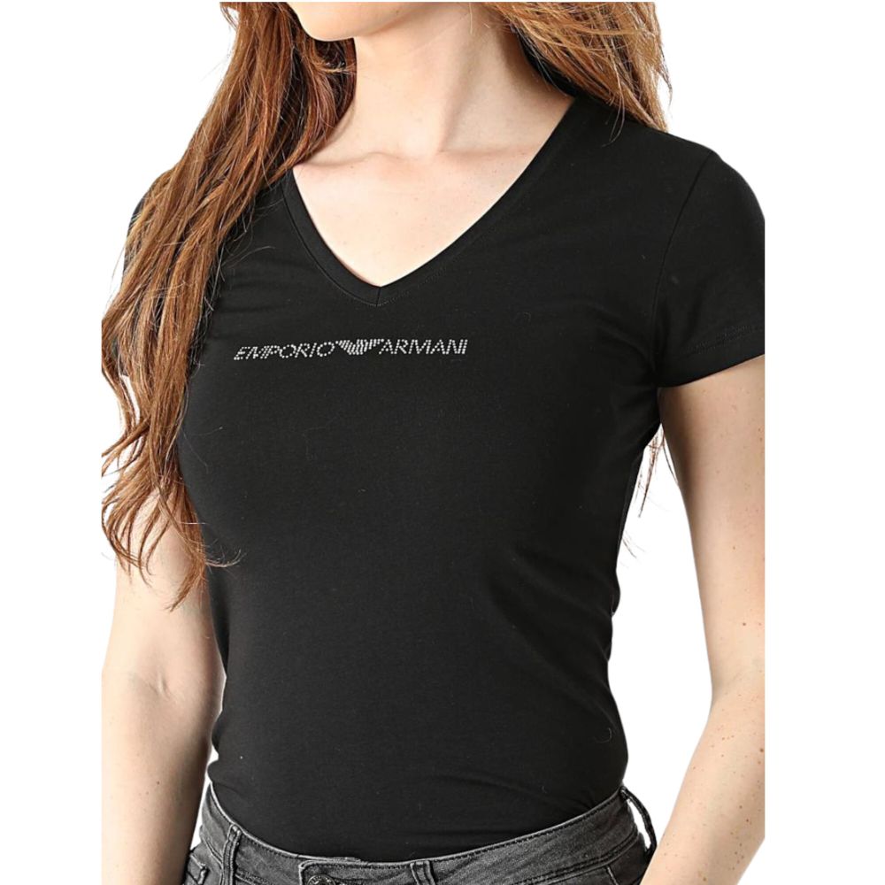 Женская футболка черная V NECK Emporio Armani 164407_CC318 00020