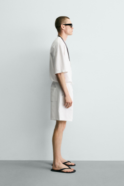 ZARA БАЗОВАЯ ФУТБОЛКА RELAXED FIT С ЭФФЕКТОМ ПОТЕРТОСТИ, БЕЛЫЙ